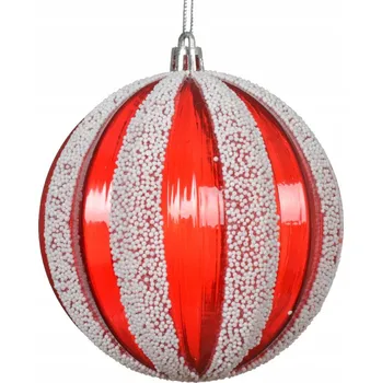 Vánoční dekorace Vánoční Koule červená transparentní CUKERKA na vánoční stromeček 8 cm