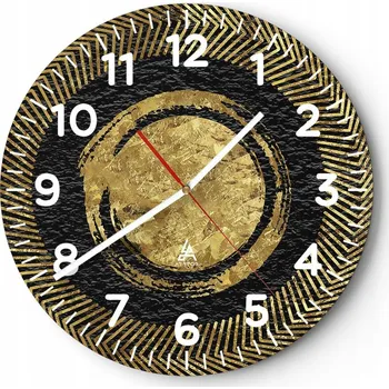Hodiny Nástěnné hodiny do obýváku 40x40 Art Deco Kulatý Skleněné hodiny Loft Tiché