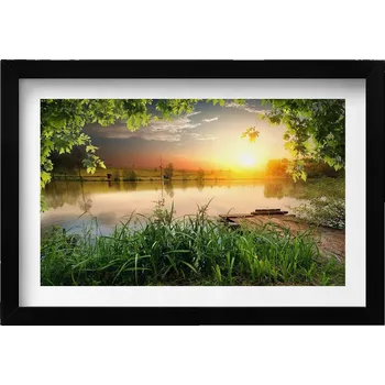 Obraz Obraz v černém rámu nástěnná dekorace Západ slunce letní dny 30x20 cm