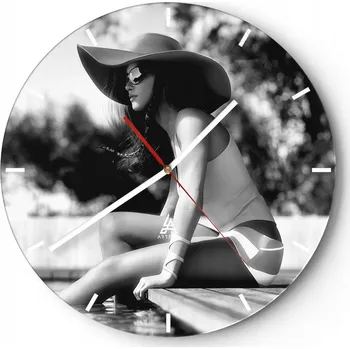Hodiny Velké nástěnné hodiny na zeď 40x40 Žena Skleněné hodiny Kulatý Tiché