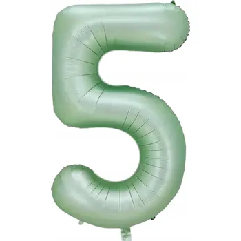 Balónek VELKÝ ZELENÝ Fóliový Balón ČÍSLICE 5 100cm PISTÁCIOVÁ zeleň PASTELOVÝ