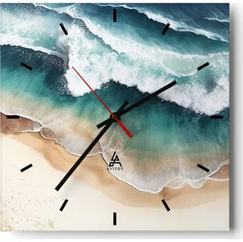 Hodiny Nástěnné hodiny do kuchyně 30x30 Pobřeží moře Stylové hodiny na skle Loft Tiché