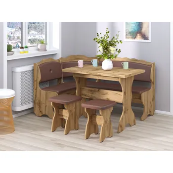 Slevadoma Rohová lavice CEZAR Barva: wenge, Materiál: koženka - šedá