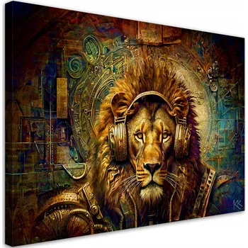 Obraz OBRAZ Zlatý lev Abstrakce NA PLÁTNĚ 60x40
