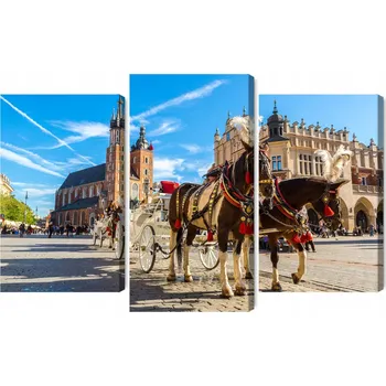 Obraz Vícedílný obraz Koňské povozy na Krakovském náměstí 60x40