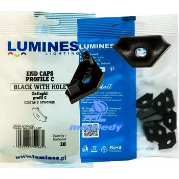 10x Černá záslepka profilu LED LUMINES C s otvorem
