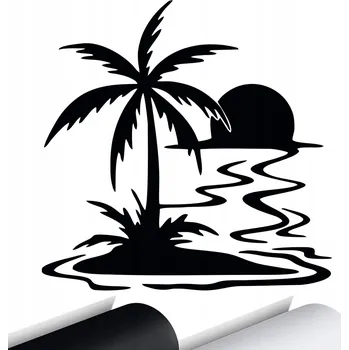 Samolepicí dekorace na vozidlo SAMOLEPKA na auto PALMA SLUNCE OSTROV SLUNCE 15x15