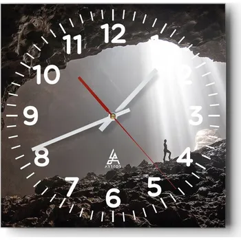 Hodiny Nástěnné hodiny do obýváku 40x40 Jeskyně Tiché hodiny na skle Bez hlučný chod