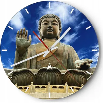 Hodiny Velké nástěnné hodiny na zeď 40x40 Buddha Skleněné hodiny Kulatý Tiché