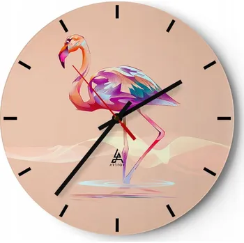 Hodiny Nástěnné hodiny do kuchyně 30x30 Plameňák Skleněné hodiny do obýváku Loft Tiché