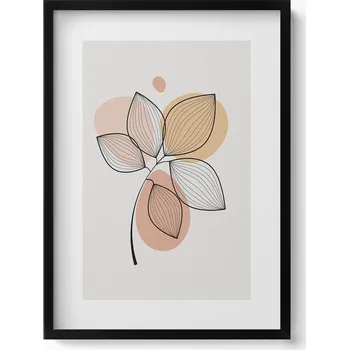 Obraz Obraz v černém rámu nástěnná dekorace Boho abstraktní rostliny 50x70 cm