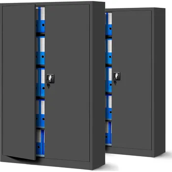 Šatní skříň 2x Široká kancelářská skříň na dokumenty GDPR JAN NOWAK JAN II antracitová