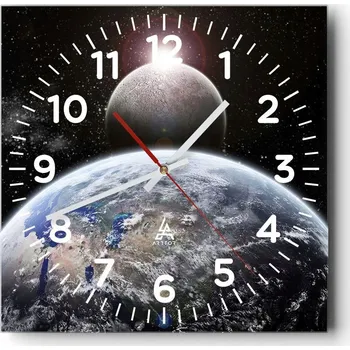 Hodiny Kuchyňské nástěnné hodiny 30x30 Kosmos Skleněné hodiny do obýváku Moderní Tiché