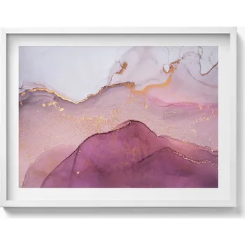 Obraz Dekorativní nástěnný obraz s grafikou v bílém rámu Růžová Abstrakce 80x60 cm