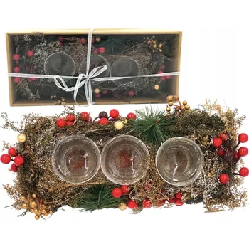 Svícen ŚWIECZNIK ŚWIĄTECZNY NA ČAJOVÉ SVÍČKY 3 CM, OZDOBA NA STŮL NA ŠTĚDRÝ DEN