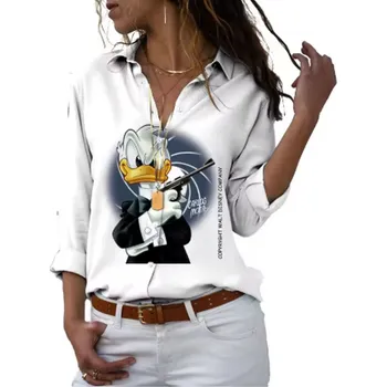 Dámská košile Disney Dámská košile s 3D potiskem "Kačer Donald" Barva: bílá (588 YCDSNOK), Velikost: 3XL