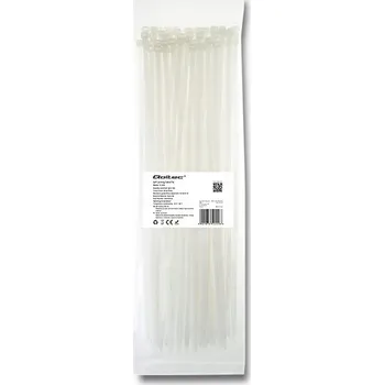 Stahovací páska Qoltec Stahovací pásky / stahovací pásky 4.8*350mm Nylon66 UV Bílé 100 kusů!