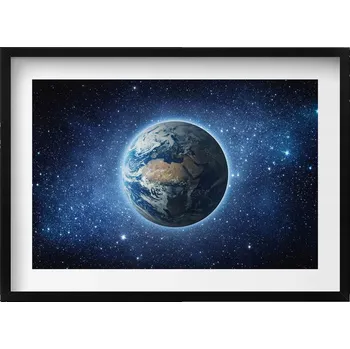 Obraz Elegantní obraz v černém rámu Planeta Země ve vesmíru 70x50 cm