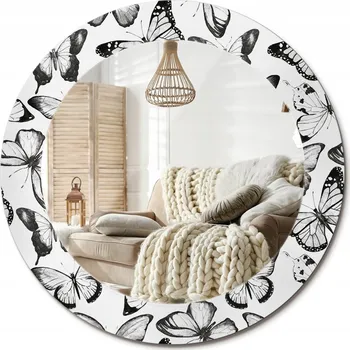Zrcadlo Kulaté dekorativní zrcadlo na zeď s potiskem, motiv Loft Motýli, průměr 60 cm