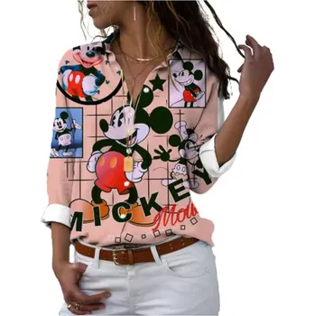 Dámská košile Mickey a Minnie Dámská košile s 3D potiskem "Minnie a Mickey Mouse" Barva: starorůžová (YCDSNOK586), Velikost: 3XL