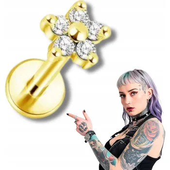 Náušnice Labret zlatý květ - HELIX LOBE CONCH TRAGUS 1,2/6