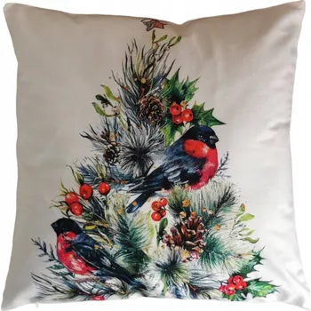 Povlak na dekorativní polštářek VÁNOČNÍ POVLEČENÍ NA POLŠTÁŘ ptáčci 45x45 cm
