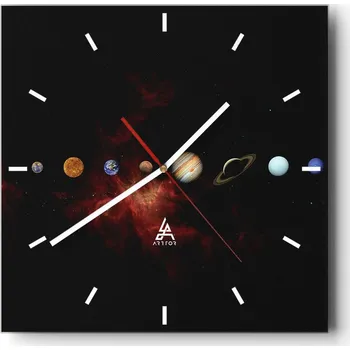 Hodiny Velké nástěnné hodiny 40x40 Vesmír Skleněné tiché hodiny