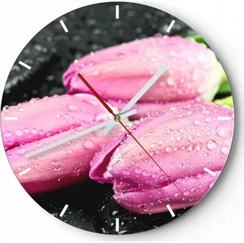 Hodiny Nástěnné hodiny do kuchyně 30x30 Květiny Skleněné hodiny do obýváku Loft Tiché
