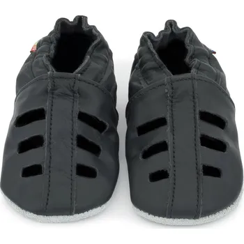 Capáčky CAROZOO Kožené capáčky s koženou podrážkou černé sandále 5-6 let Černá 29,5