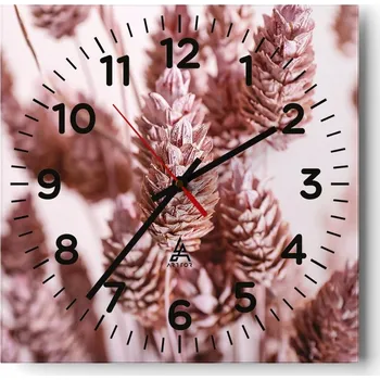 Hodiny Nástěnné hodiny do obýváku 40x40 Květiny Sušené tiché Skleněné hodiny