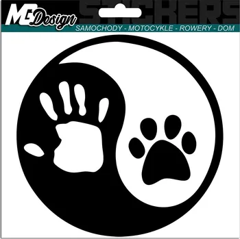 Samolepicí dekorace na vozidlo SAMOLEPKA na auto JIN a JANG TLAPKA RUKA MAZLÍČEK 15x14