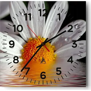 Hodiny Kuchyňské nástěnné hodiny 30x30 Květina Skleněné hodiny do obýváku Moderní Tiché