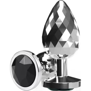 Anální kolík VšeNaSex.cz Ocelový anální kolík Smooth Diamond (černý kamínek)