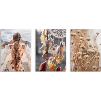 Obraz Moderní boho plakáty do ložnice, postery do obýváku Žena 3x 50x70cm