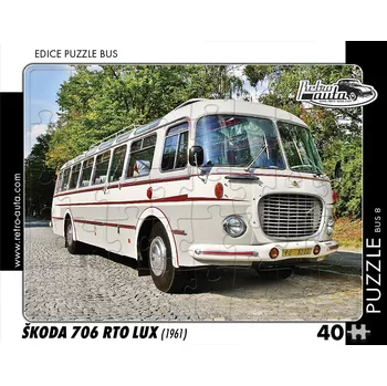 Puzzle Puzzle 40 dílků papírové EDICE RETRO-AUTA - BUS ŠKODA 706 RTO LUX