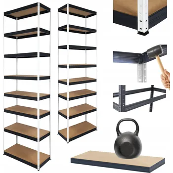 Dílenský regál Kovový regál skladový stojan HELIOS 270x35x35cm 8 polic x 175kg NOSNOST