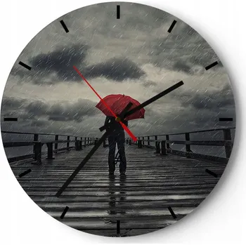 Hodiny Velké nástěnné hodiny 40x40 Molo Moře Skleněné hodiny Kulatý Tiché