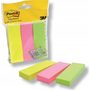 Samolepící bloček Post-it označovací bloky 25 x 76 mm/3 ks neonové barvy