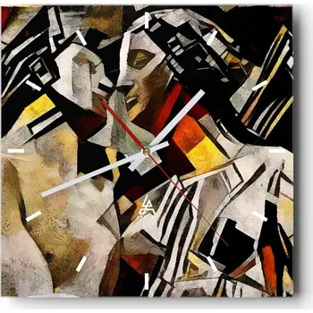 Hodiny Velké nástěnné hodiny na zeď 40x40 Láska Skleněné hodiny Čtvercové Tiché