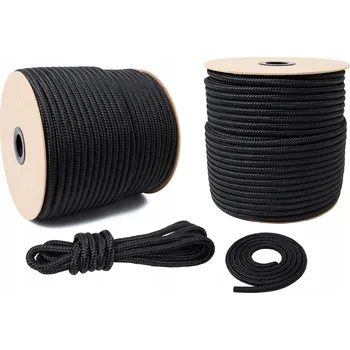 Lany POLYPROPYLENOVÉ LANO PLETENÉ 1750KG PEVNÉ ČERNÉ 14mm 20M