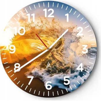 Hodiny Kuchyňské nástěnné hodiny 30x30 Vlna Moderní skleněné hodiny do obýváku Tiché