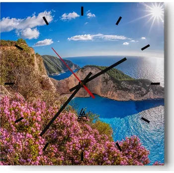 Hodiny Velké nástěnné hodiny 40x40 Krajina Skleněné hodiny Tiché