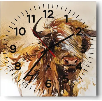 Hodiny Kuchyňské nástěnné hodiny 30x30 Zvířata Skleněné hodiny do obýváku Moderní Tiché