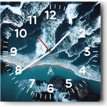 Hodiny Kuchyňské nástěnné hodiny 30x30 Klif Skleněné hodiny do obýváku Moderní Tiché