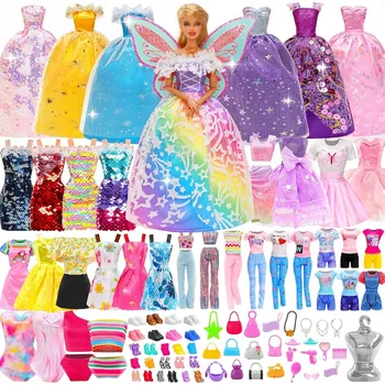 Doplněk pro panenku 10x šaty pro panenky, kostýmy princezen, šatičky, topy a doplňky dárek pro děti