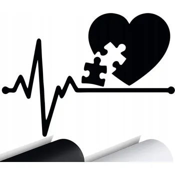 Samolepicí dekorace na vozidlo NÁLEPKA na auto PULS ŽIVOTA SRDCE PUZZLE 15x10