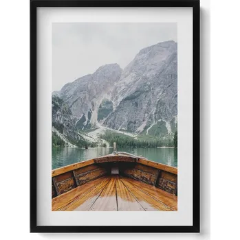 Obraz Dekorativní obraz v rámu do obýváku Pohled z lodi na horské jezero 50x70 cm