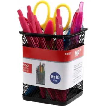 Stojan na tužky 10x8 cm čtverec kovový (černý)