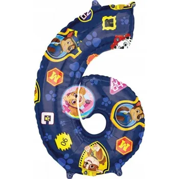 Balónek Balón Amscan Tlapková patrola číslice 6 43 x 66 cm