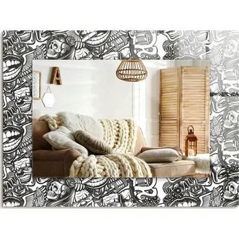 Zrcadlo Zrcadlo nástěnné s ozdobným skleněným rámem Černo-bílé 80x60 cm